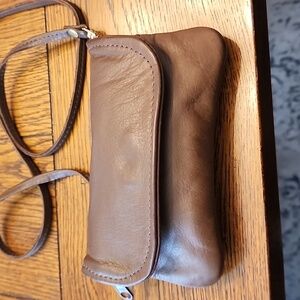 Brown leather wallet purse